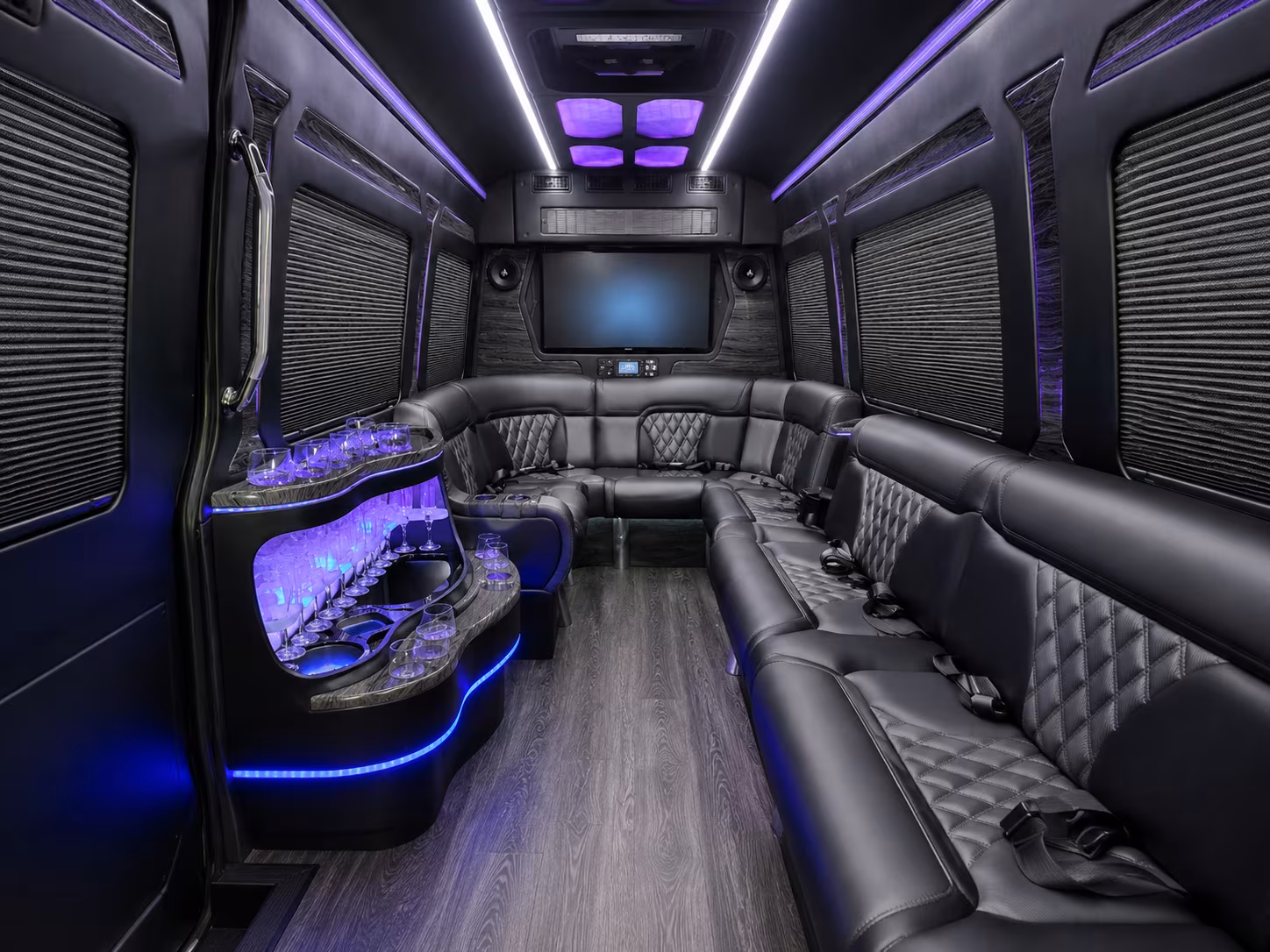 rochester hills 40 passenger party bus inside